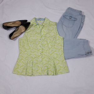 Tommy Hilfiger Bright Green Ruffle Hem Top Size 6